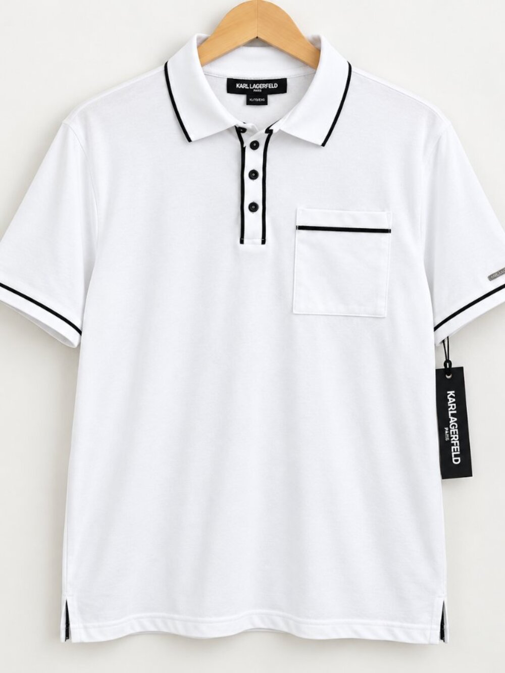 Karl Lagerfeld Paris Interlock Piped Polo Men’s XL White NWT